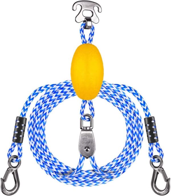 Boat Tow Rope with Stainless Steel Quick Connector & Pulley & Float