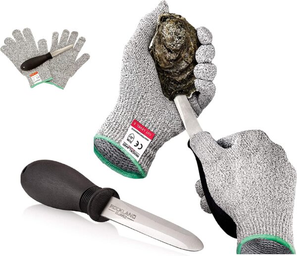 High Performance Level 5 Protection Food Grade Cut Resistant Gloves with 3.5’’ Stainless steel Oyster Knife